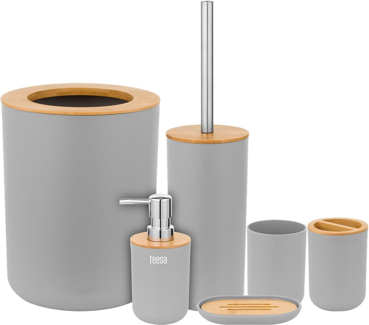 Teesa tsa0400-g - set of bathroom accessories, gray
