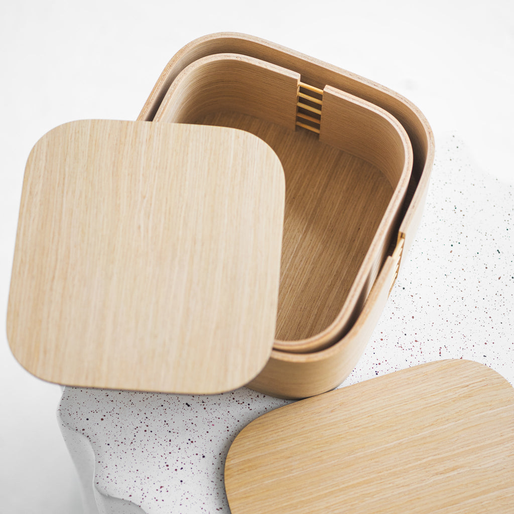 Set of two wooden storage boxes with lid, Home organization decor wood boxes
