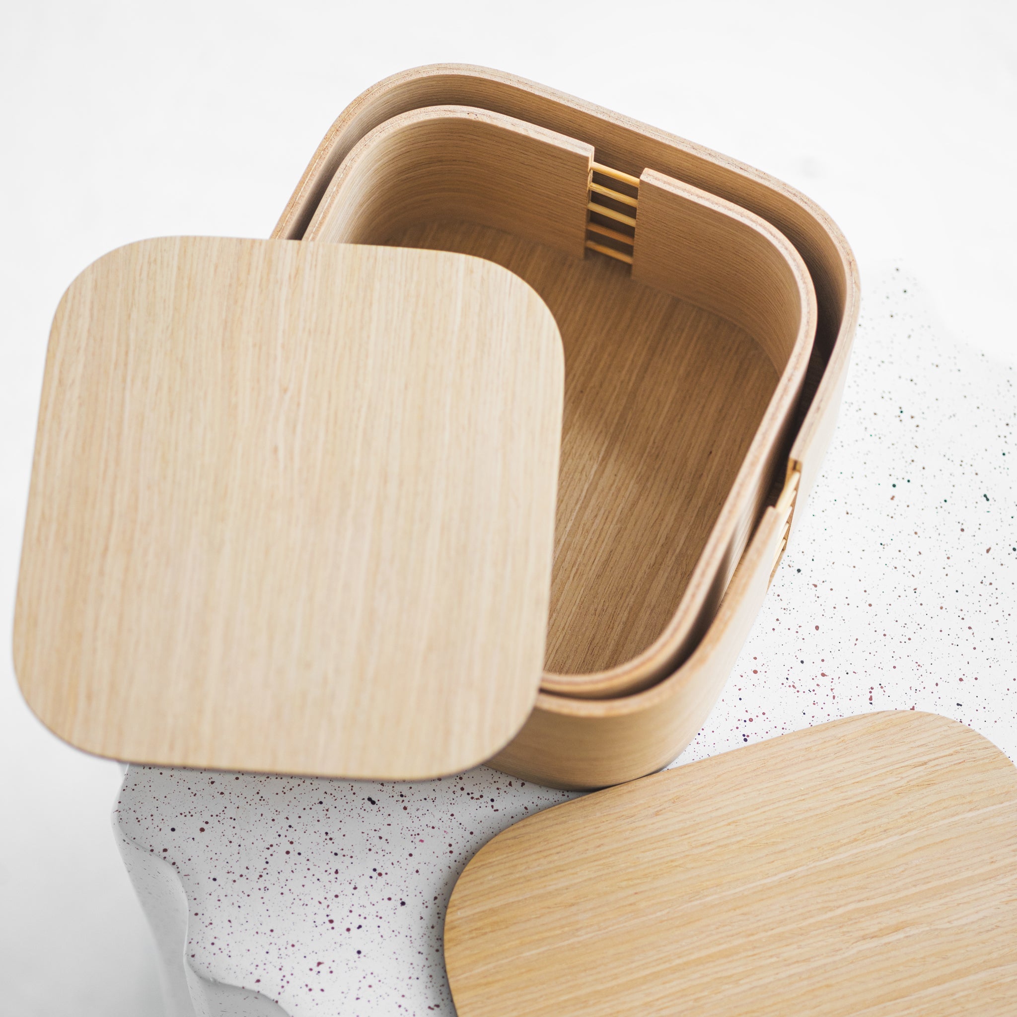 Set of two wooden storage boxes with lid, Home organization decor wood boxes